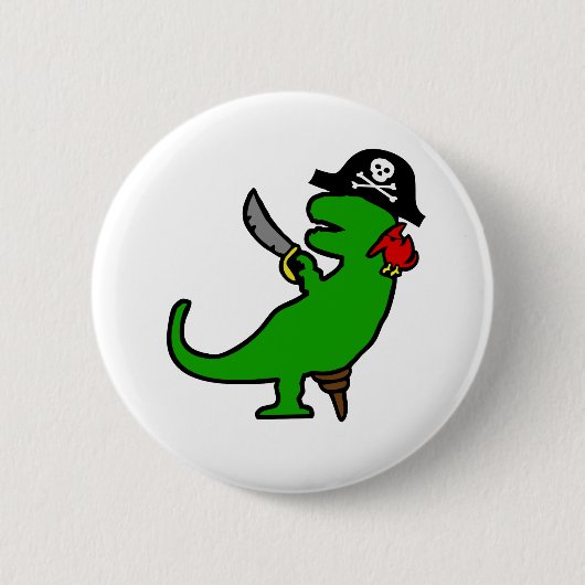Pirate Dinosaur Ronde Button 5,7 Cm (Voorkant)