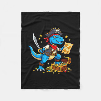 Pirate dinosaur t rex boys girls kids funny fleece deken
