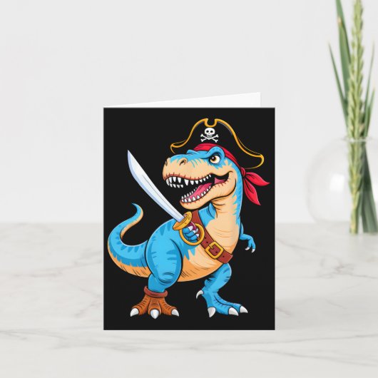 Pirate Dinosaur T Rex Boys Kinder Funny Halloween Kaart (Voorkant)