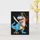 Pirate Dinosaur T Rex Boys Kinder Funny Halloween Kaart (Gele Bloem)