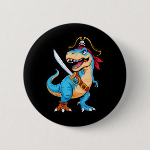 Pirate Dinosaur T Rex Boys Kinder Funny Halloween Ronde Button 5,7 Cm