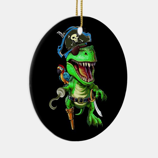 Pirate Dinosaur T Rex Funny Tyrannosaurus Keramisch Ornament (Rechts)