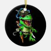 Pirate Dinosaur T Rex Funny Tyrannosaurus Keramisch Ornament (Voorkant)
