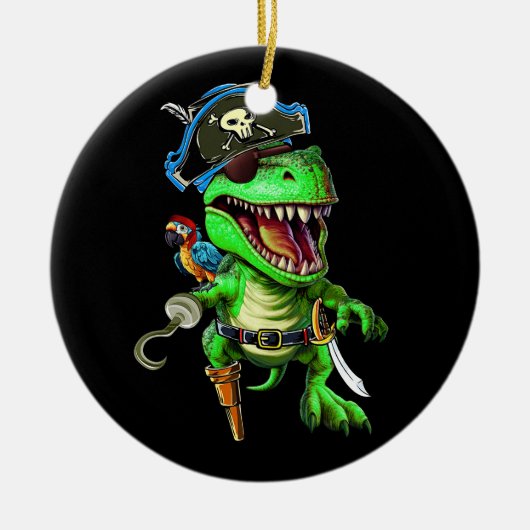 Pirate Dinosaur T Rex Funny Tyrannosaurus Keramisch Ornament (Voorkant)