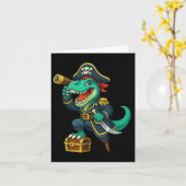Pirate Dinosaur T Rex Red Bandana Grappig Hallowee Kaart (Gele Bloem)