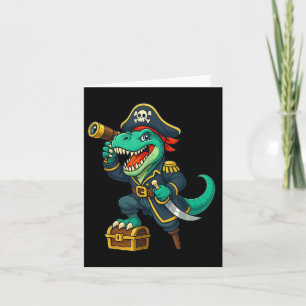 Pirate Dinosaur T Rex Red Bandana Grappig Hallowee Kaart