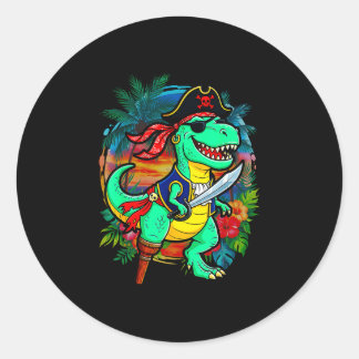 Pirate dinosaur toddler boy funny kids costume  ronde sticker