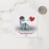 Pirate Dinosaur Valentijnsdag Kaarten Notitiekaartje (Voorkant / Achterkant in situ)