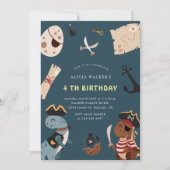 Pirate Dinosaurus Party Dieren Kinderen Verjaardag Kaart (Voorkant)