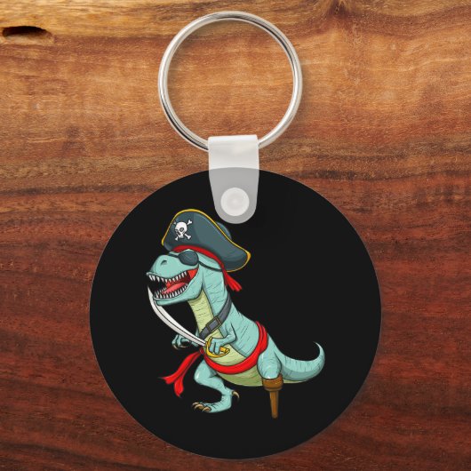 Pirate Dinosaurus T Rex Fun Tyrannosaurus Hallowee Sleutelhanger (Voorkant)