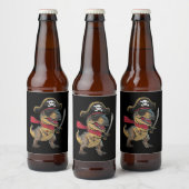 Pirate Dinosaurus T-Rex Grappig Halloween kostuum Bier Etiket (Flessen)