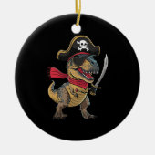 Pirate Dinosaurus T-Rex Grappig Halloween kostuum Keramisch Ornament (Voorkant)