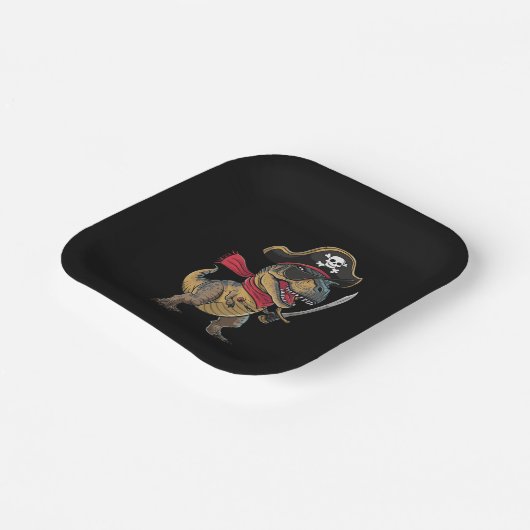 Pirate Dinosaurus T-Rex Grappig Halloween kostuum Papieren Bordje (Gebogen)