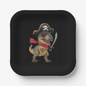 Pirate Dinosaurus T-Rex Grappig Halloween kostuum Papieren Bordje (Voorkant)