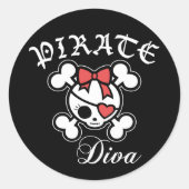 Pirate Diva Ronde Sticker (Voorkant)