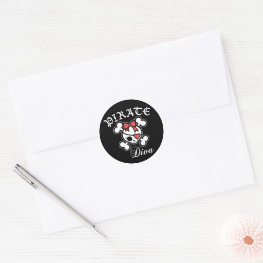 Pirate Diva Ronde Sticker (Envelop)