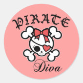 Pirate Diva Ronde Sticker (Voorkant)