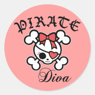 Pirate Diva Ronde Sticker