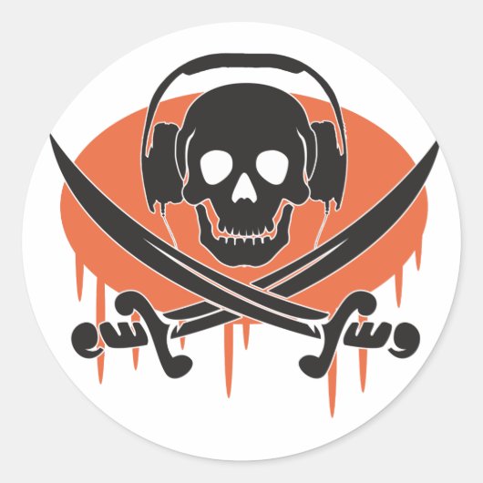 Pirate DJ Ronde Sticker (Voorkant)