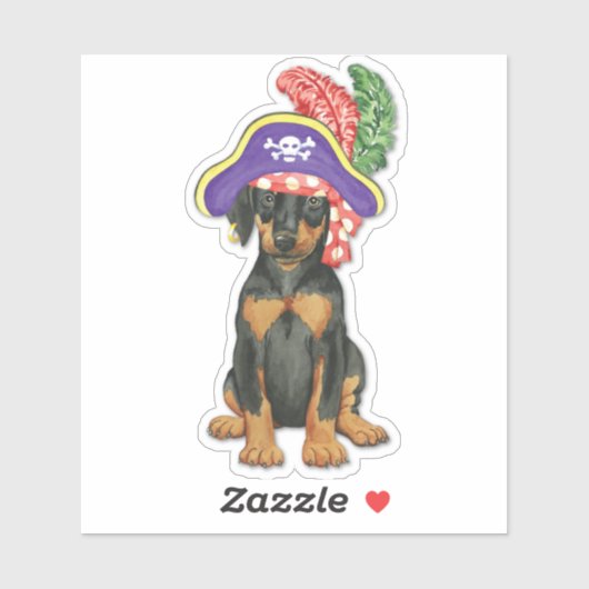 Pirate Doberman Pinscher Vinyl Sticker (Vel)