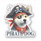 Pirate Dog - Digitale Waterverf Sticker (Voorkant)