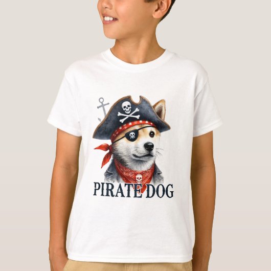 Pirate Dog - Digitale Waterverf T-shirt (Voorkant)