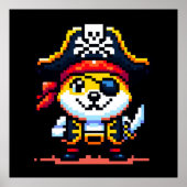 Pirate Dog - Grappig Pixel Art Adventure Design Poster (Voorkant)