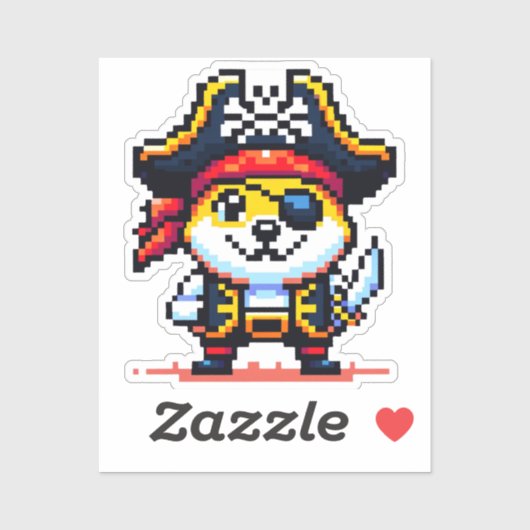 Pirate Dog - Grappig Pixel Art Adventure Design Sticker (Vel)