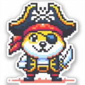 Pirate Dog - Grappig Pixel Art Adventure Design Sticker (Voorkant)