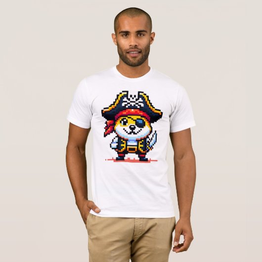 Pirate Dog - Grappig Pixel Art Adventure Design T-shirt (Voorkant volledig)
