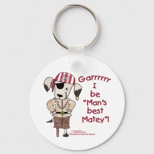 Pirate Dog "Mans Beste Matey!" Sleutelhanger (Voorkant)