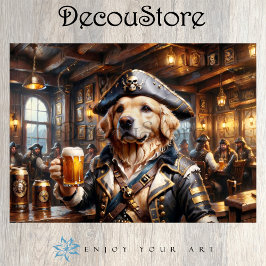 Pirate Dog Tavern Decoupage Tissuepapier