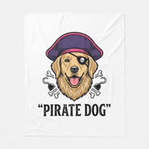 Pirate Dog Vintage Gravure Shirt Ontwerp_1 Fleece Deken