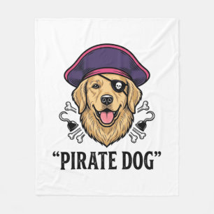 Pirate Dog Vintage Gravure Shirt Ontwerp_1 Fleece Deken