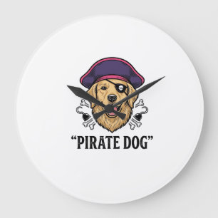 Pirate Dog Vintage Gravure Shirt Ontwerp_1 Grote Klok