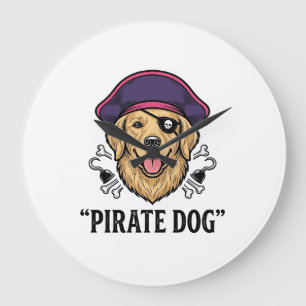 Pirate Dog Vintage Gravure Shirt Ontwerp_1 Grote Klok