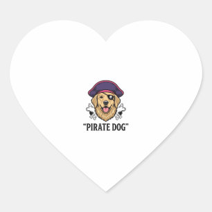 Pirate Dog Vintage Gravure Shirt Ontwerp_1 Hart Sticker