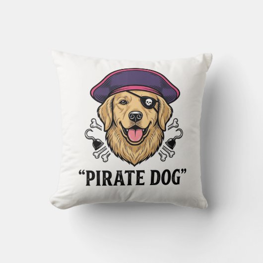Pirate Dog Vintage Gravure Shirt Ontwerp_1 Kussen (Voorkant)