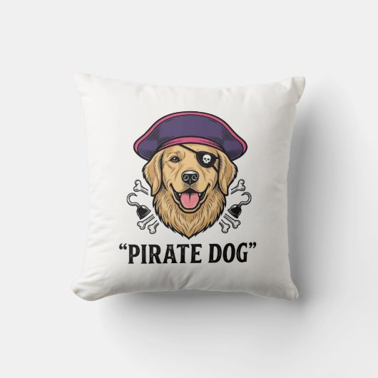 Pirate Dog Vintage Gravure Shirt Ontwerp_1 Kussen (Voorkant)