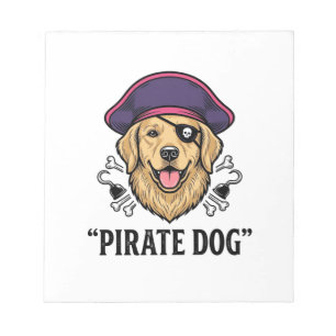 Pirate Dog Vintage Gravure Shirt Ontwerp_1 Notitieblok