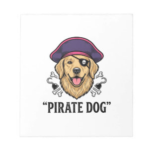 Pirate Dog Vintage Gravure Shirt Ontwerp_1 Notitieblok