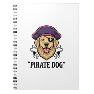 Pirate Dog Vintage Gravure Shirt Ontwerp_1 Notitieboek