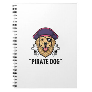 Pirate Dog Vintage Gravure Shirt Ontwerp_1 Notitieboek