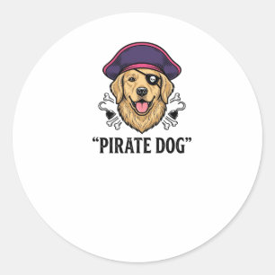 Pirate Dog Vintage Gravure Shirt Ontwerp_1 Ronde Sticker