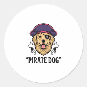 Pirate Dog Vintage Gravure Shirt Ontwerp_1 Ronde Sticker
