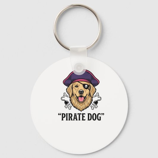 Pirate Dog Vintage Gravure Shirt Ontwerp_1 Sleutelhanger (Voorkant)