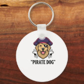 Pirate Dog Vintage Gravure Shirt Ontwerp_1 Sleutelhanger (Voorkant)