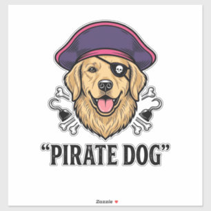 Pirate Dog Vintage Gravure Shirt Ontwerp_1 Sticker