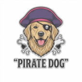 Pirate Dog Vintage Gravure Shirt Ontwerp_1 Sticker (Voorkant)