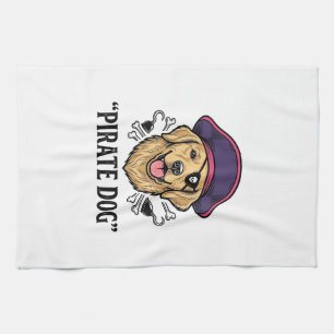 Pirate Dog Vintage Gravure Shirt Ontwerp_1 Theedoek